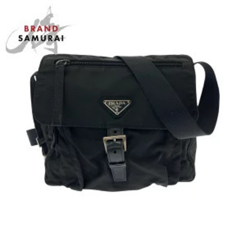 Prada Tessuto triangular plate black shoulder bag messenger